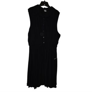 Vintage Y2k Black Button Front Sleeveless Shirt Flowy Dress 3X Made USA